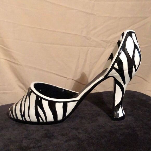 Wine Bottle Holder Ceramic Zebra High Heel Shoe - Picture 4 of 5